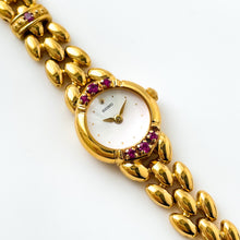 Load image into Gallery viewer, Very Rare 90s Gold-Plated Seiko Jewellery Quartz Watch with Tiny Dial, Thin Bracelet and 7 Rubies