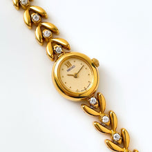 Load image into Gallery viewer, Very Rare 90s Gold-Plated Seiko Jewellery Quartz Watch with Tiny Oval Dial, Thin Bracelet and 8 Diamonds