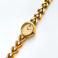 Load image into Gallery viewer, Very Rare 90s Gold-Plated Seiko Jewellery Quartz Watch with Tiny Oval Dial, Thin Bracelet and 8 Diamonds