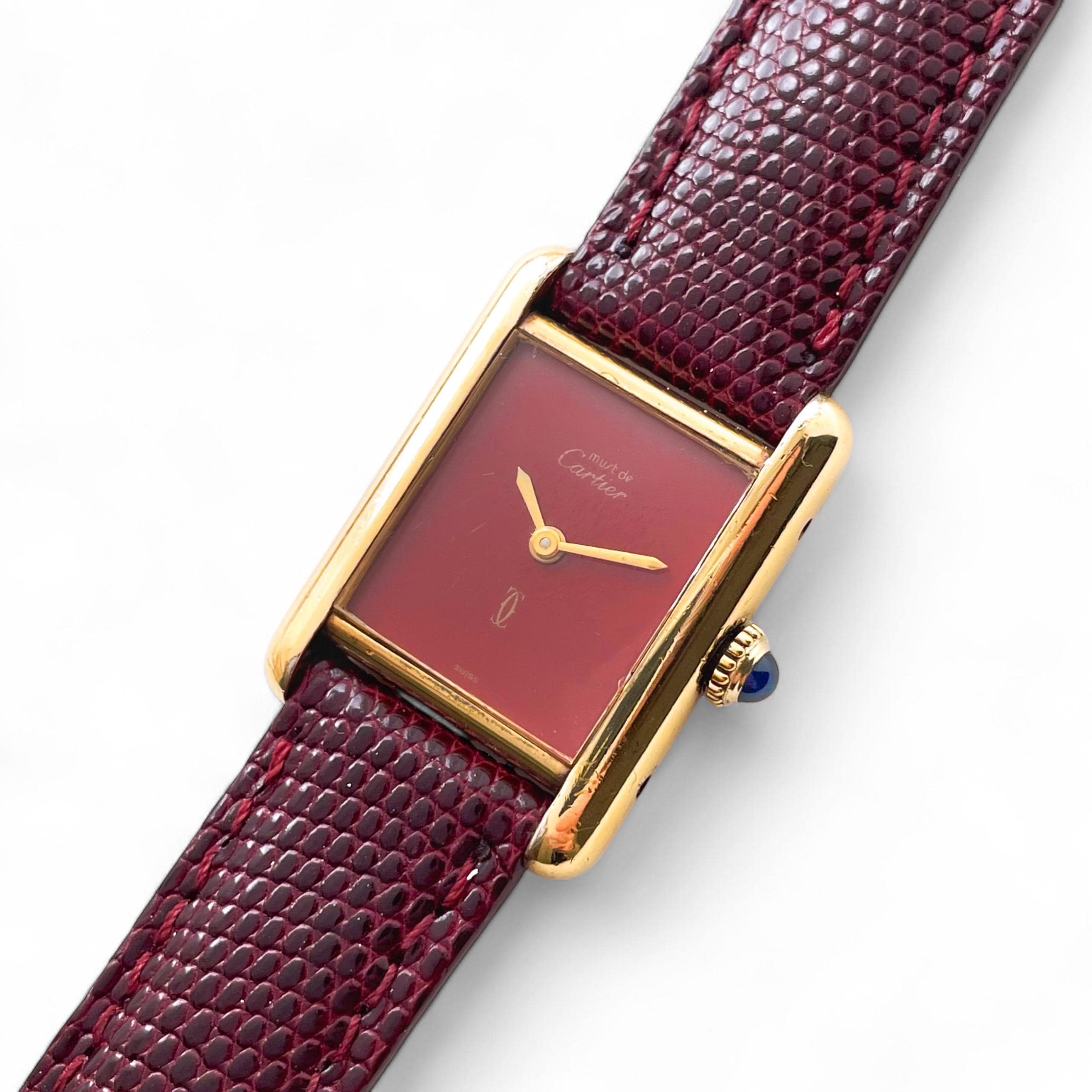 Cartier Must de Tank Vermeil – Burgundy Dial, Mechanical 