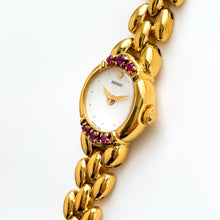 Load image into Gallery viewer, Very Rare 90s Gold-Plated Seiko Jewellery Quartz Watch with Tiny Dial, Thin Bracelet and 7 Rubies