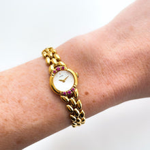 Load image into Gallery viewer, Very Rare 90s Gold-Plated Seiko Jewellery Quartz Watch with Tiny Dial, Thin Bracelet and 7 Rubies
