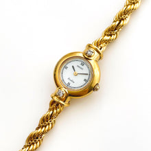 Load image into Gallery viewer, Very Rare 90s Gold-Plated Seiko Exceline Jewellery Quartz Watch with Tiny Mother of Pearl Dial, Thin Bracelet and Diamonds