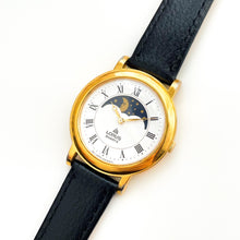 Load image into Gallery viewer, 90s Vintage Unisex Lorus Sun & Moon Phase Quartz Watch - Black Leather