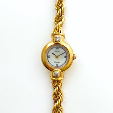 Load image into Gallery viewer, Very Rare 90s Gold-Plated Seiko Exceline Jewellery Quartz Watch with Tiny Mother of Pearl Dial, Thin Bracelet and Diamonds