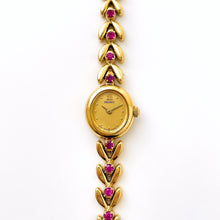 Load image into Gallery viewer, Very Rare 90s Gold-Plated Seiko Jewellery Quartz Watch with Tiny Oval Dial, Thin Bracelet and 8 Rubies