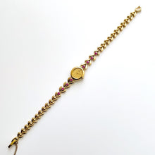 Load image into Gallery viewer, Very Rare 90s Gold-Plated Seiko Jewellery Quartz Watch with Tiny Oval Dial, Thin Bracelet and 8 Rubies
