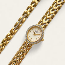 Load image into Gallery viewer, Gold-Plated Ladies' Citizen Oval Quartz Watch - Crystals - Matching Bracelet