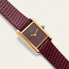 Load image into Gallery viewer, Vintage Cartier Must de Tank Vermeil Mechanical Watch: Burgundy Dial, Boxed