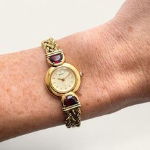 Load image into Gallery viewer, Vintage 90s Gold-Plated Seiko Watch: Ruby Adorned