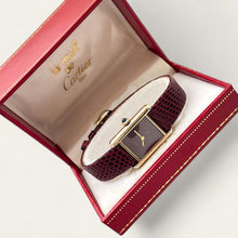 Load image into Gallery viewer, Vintage Cartier Must de Tank Vermeil Mechanical Watch: Burgundy Dial, Boxed