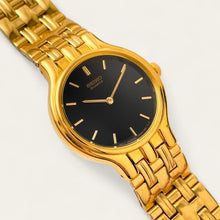 Load image into Gallery viewer, Vintage Gold-Plated Ladies' Seiko Quartz Watch - Black Dial