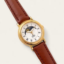 Load image into Gallery viewer, 90s Vintage Ladies' Lorus Sun & Moon Quartz Watch - Brown Leather