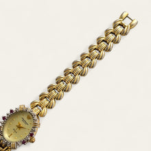 Load image into Gallery viewer, Vintage 90s Gold-Plated Jules Jürgensen Watch - Diamond & Ruby Bezel