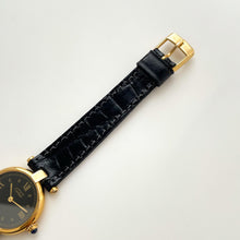 Load image into Gallery viewer, Vintage 1980s Cartier Must Vendome Watch: Gold-Plated Silver, Black Dial