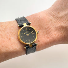 Load image into Gallery viewer, Vintage 1980s Cartier Must Vendome Watch: Gold-Plated Silver, Black Dial