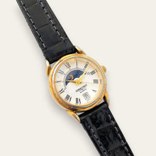 Load image into Gallery viewer, Vintage Constant Sun & Moon Quartz Watch - Black Leather Strap