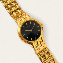 Load image into Gallery viewer, Vintage Gold-Plated Ladies' Seiko Quartz Watch - Black Dial