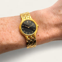 Load image into Gallery viewer, Vintage Gold-Plated Ladies' Seiko Quartz Watch - Black Dial