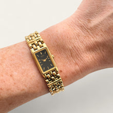 Load image into Gallery viewer, Vintage Gold-Plated Ladies' Seiko Quartz Watch - Rectangular Black Dial