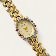 Load image into Gallery viewer, Vintage 90s Gold-Plated Jules Jürgensen Watch - Diamond & Ruby Bezel
