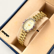 Load image into Gallery viewer, Vintage 90s Gold-Plated Jules Jürgensen Watch - Diamond & Ruby Bezel