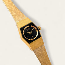 Load image into Gallery viewer, Vintage Gold-Plated Ladies' Citizen Quartz Watch - Black Dial