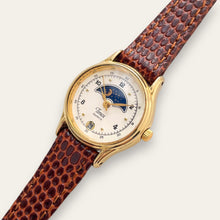Load image into Gallery viewer, Vintage Timex Sun & Moon Quartz Watch - Brown Leather Strap