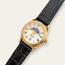 Load image into Gallery viewer, Vintage Constant Sun & Moon Quartz Watch - Black Leather Strap