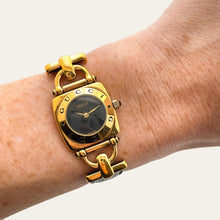 Load image into Gallery viewer, Vintage 1990s Gucci Horsebit 6300L Quartz Watch - Black Dial