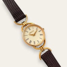 Load image into Gallery viewer, 90s Gold-Plated Gucci 6000.2.L Quartz Watch with Burgundy Leather Strap