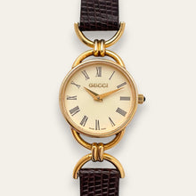 Load image into Gallery viewer, 90s Gold-Plated Gucci 6000.2.L Quartz Watch with Burgundy Leather Strap