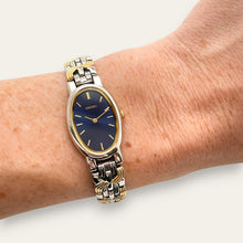 Load image into Gallery viewer, Vintage Ladies' Two-Tone Seiko Quartz Watch - Blue Oval Dial