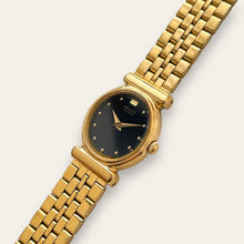 Load image into Gallery viewer, Vintage Gold-Plated Ladies' Seiko Quartz Watch - Black Dial