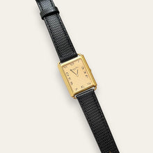 Load image into Gallery viewer, Vintage Unisex Christian Dior Gold-Plated Watch: Leather Strap, Tank Dial