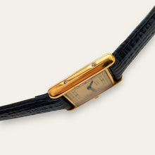 Load image into Gallery viewer, Vintage Ladies' Cartier Tank Vermeil Quartz Watch - Black Leather Strap
