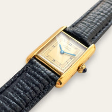Load image into Gallery viewer, Vintage Ladies' Cartier Tank Vermeil Quartz Watch - Black Leather Strap