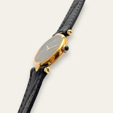 Load image into Gallery viewer, Vintage 1980s Cartier Must Vendome Watch: Gold-Plated Silver, Black Dial