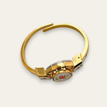 Load image into Gallery viewer, Vintage Itraco Peek-a-Boo Watch: Floral Pattern, Bangle
