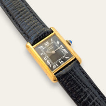 Load image into Gallery viewer, Vintage Cartier Must de Tank Vermeil Mechanical Watch - Black Dial