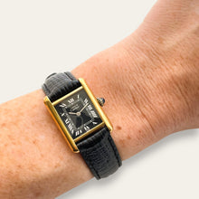 Load image into Gallery viewer, Vintage Cartier Must de Tank Vermeil Mechanical Watch - Black Dial