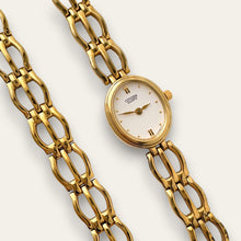 Load image into Gallery viewer, Vintage Gold-Plated Ladies' Citizen Quartz Watch & Bracelet Set