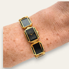 Load image into Gallery viewer, Vintage Gold-Plated Ladies' Citizen Elegance Quartz Watch - Black Enamel