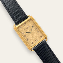 Load image into Gallery viewer, Vintage Unisex Christian Dior Gold-Plated Watch: Leather Strap, Tank Dial