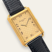 Load image into Gallery viewer, Vintage Unisex Christian Dior Gold-Plated Watch: Leather Strap, Tank Dial