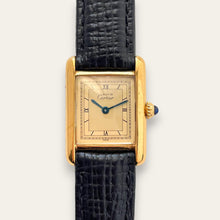 Load image into Gallery viewer, Vintage Ladies' Cartier Tank Vermeil Quartz Watch - Black Leather Strap