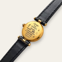 Load image into Gallery viewer, Vintage 1980s Cartier Must Vendome Watch: Gold-Plated Silver, Black Dial