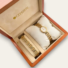 Load image into Gallery viewer, Vintage Gold-Plated Ladies' Citizen Quartz Watch & Bracelet Set
