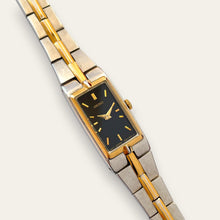 Load image into Gallery viewer, 1990s Two-Tone Ladies' Seiko Quartz Watch - Black Rectangular Dial