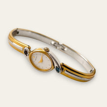 Load image into Gallery viewer, Seiko Quartz Watch – Two-Tone Articulated Bangle with Crystal Bezel, 1990s